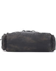 Vintage Multi-Pocket Shoulder Bag with Lace-Up Studded Details