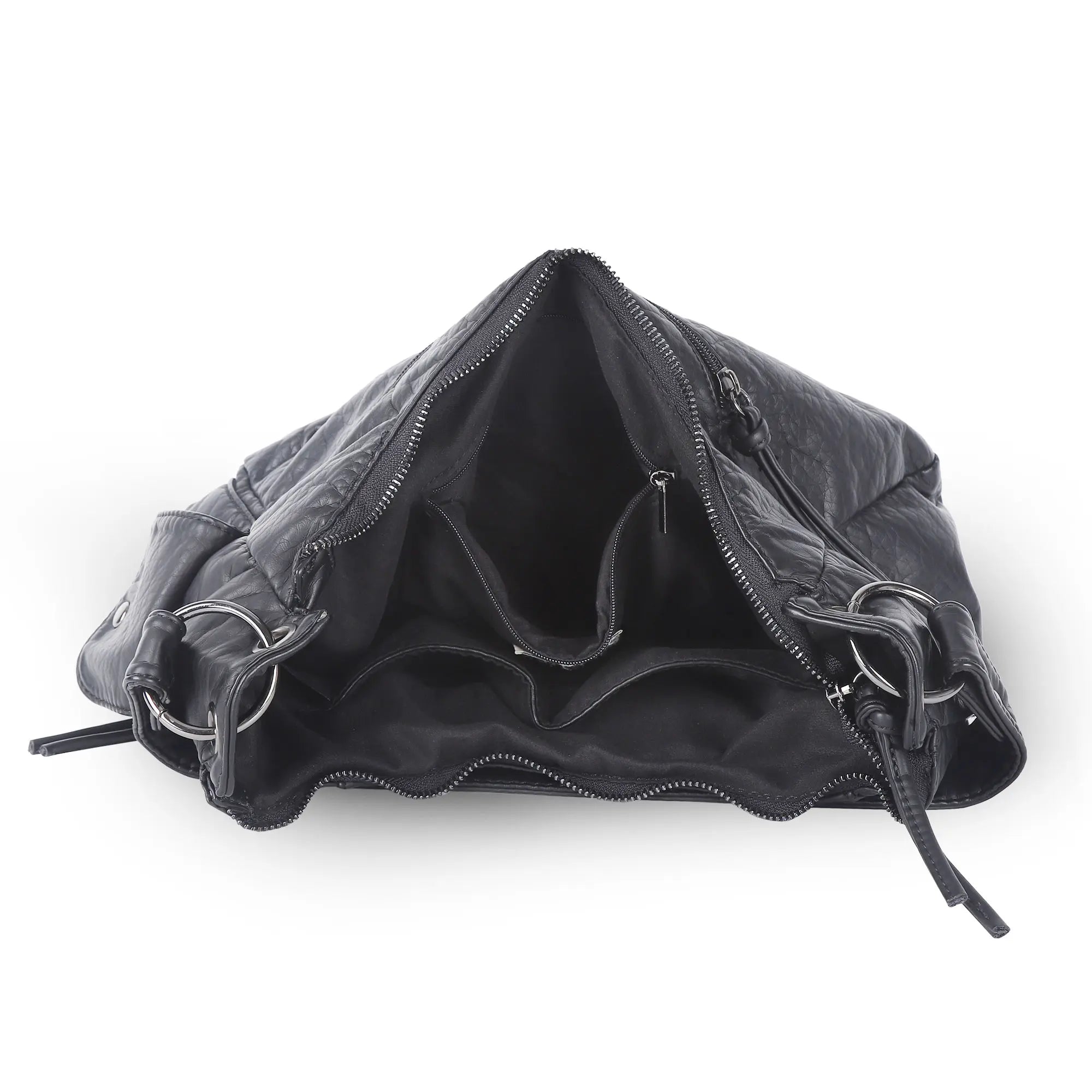 Vintage-Inspired Vegan Leather Shoulder Bag with Multi-Pocket Design
