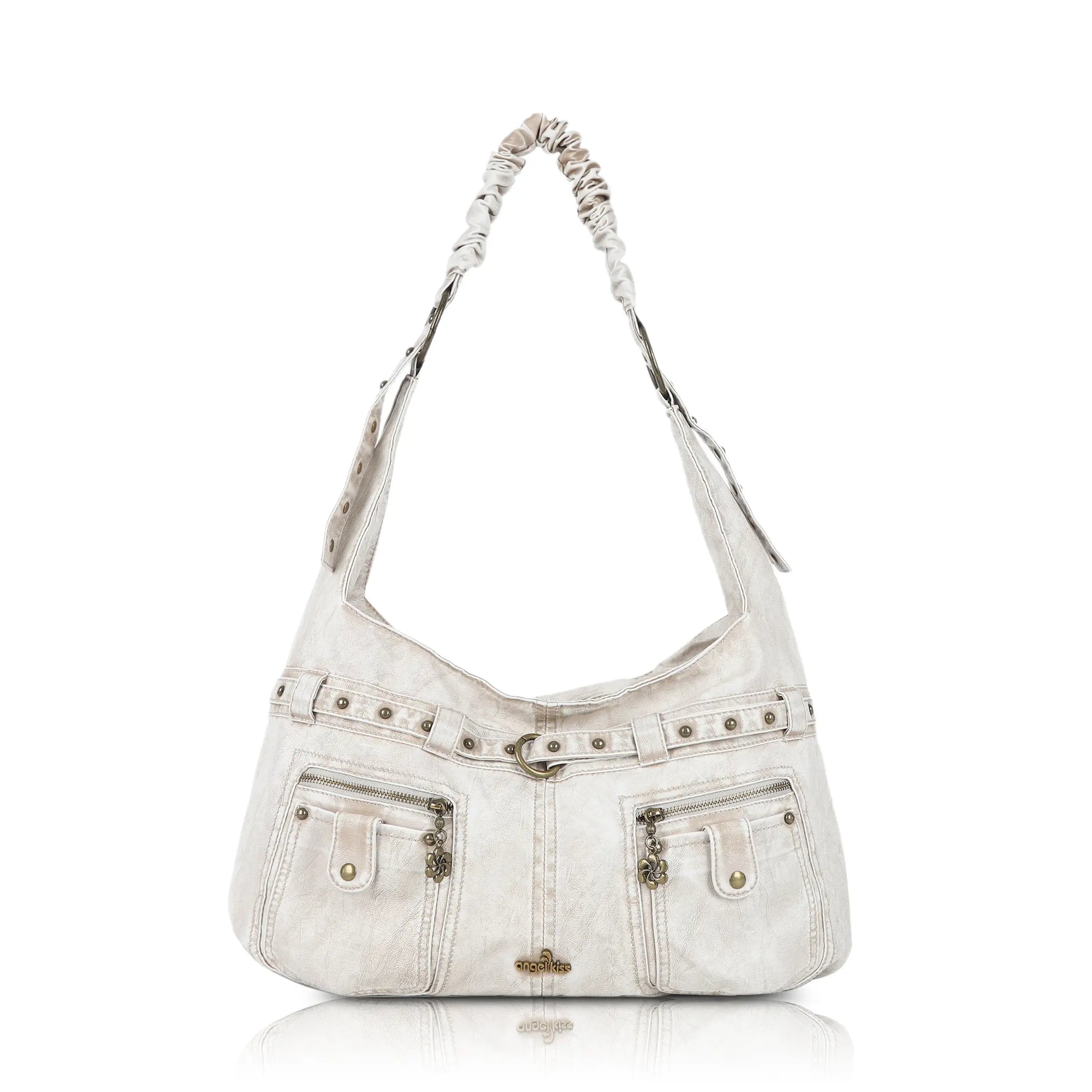 Vintage Vegan Leather Handbag – Multi-Pocket Shoulder Tote