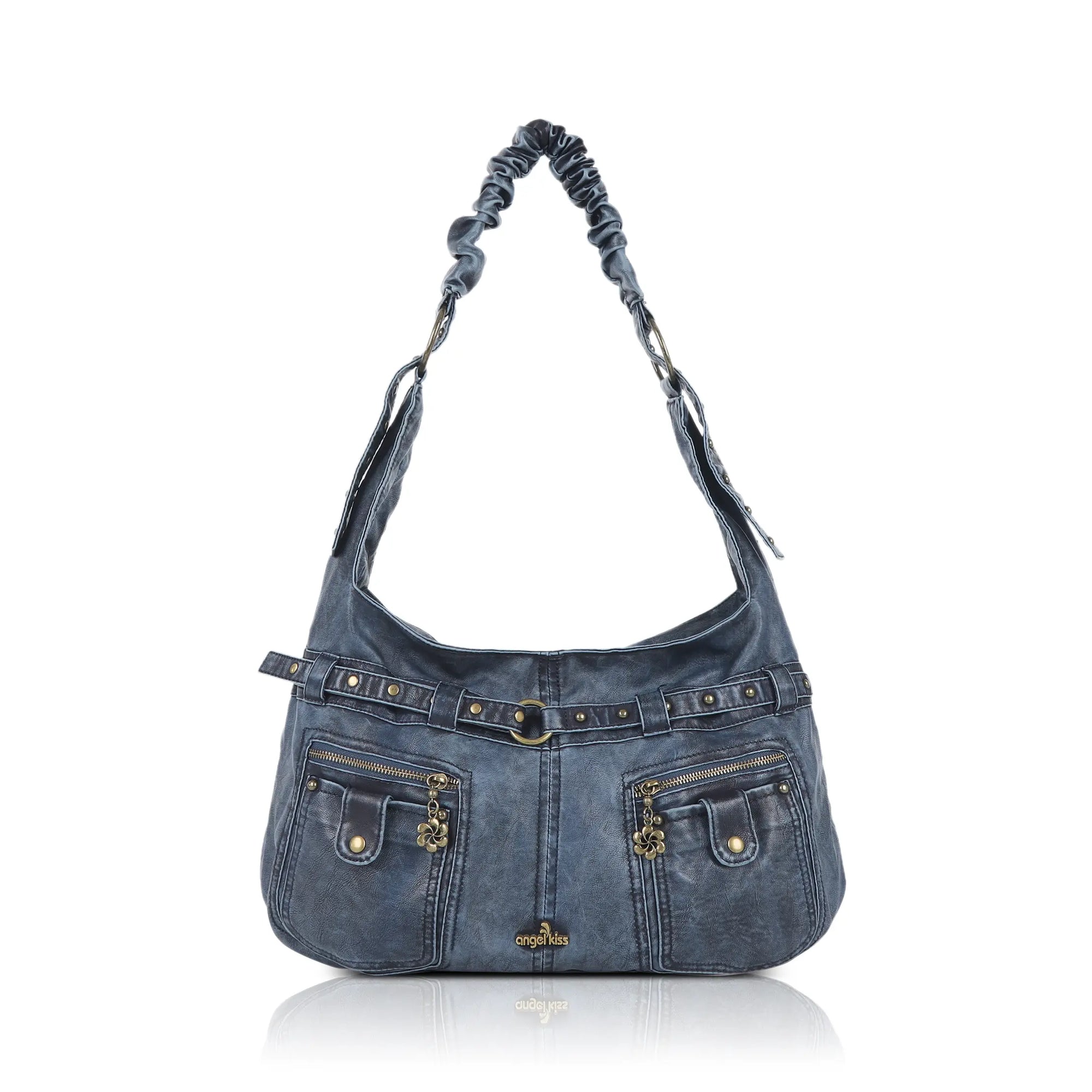 Vintage Vegan Leather Handbag – Multi-Pocket Shoulder Tote