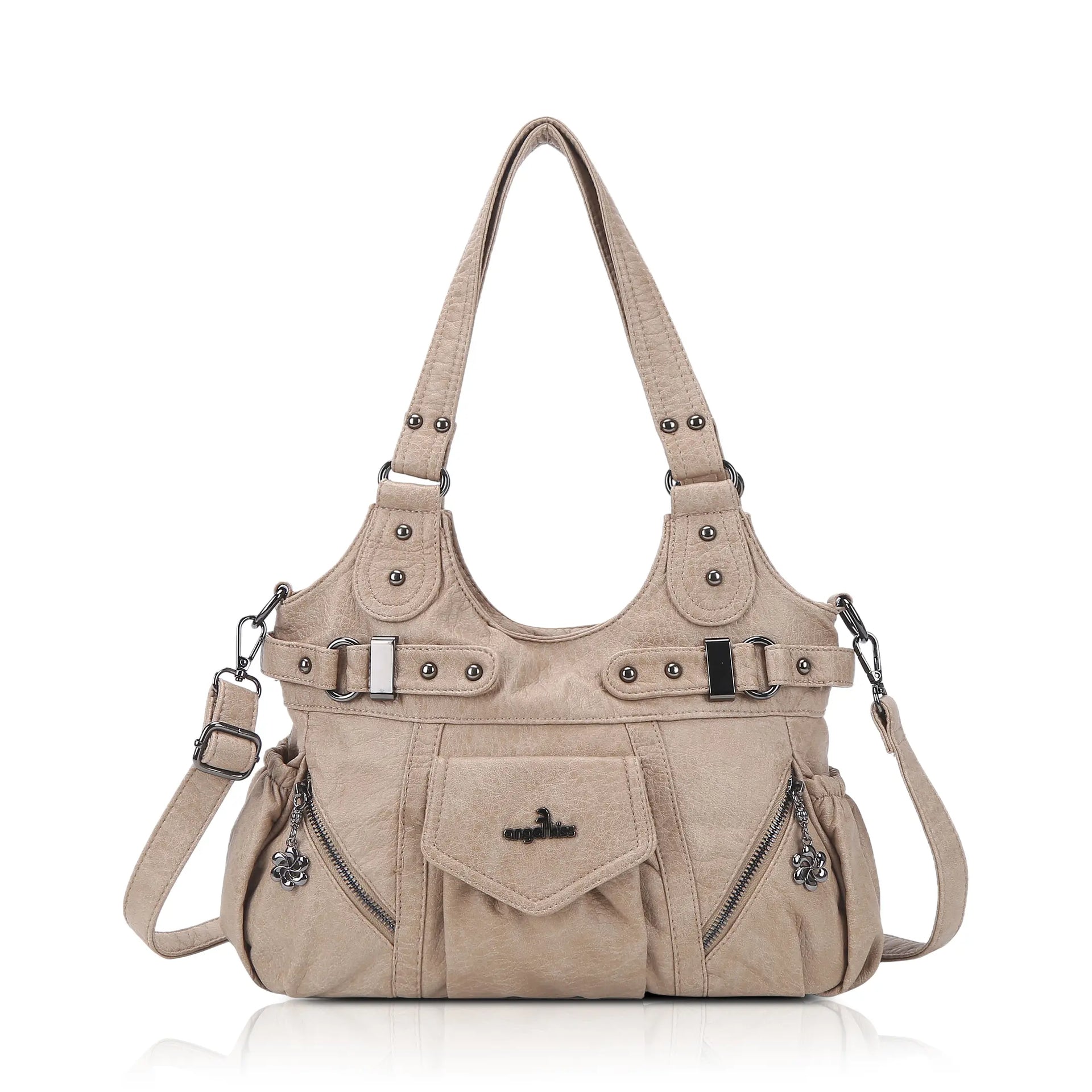 Multi-Pocket Vegan Leather Tote Crossbody Bag | 5 Colors