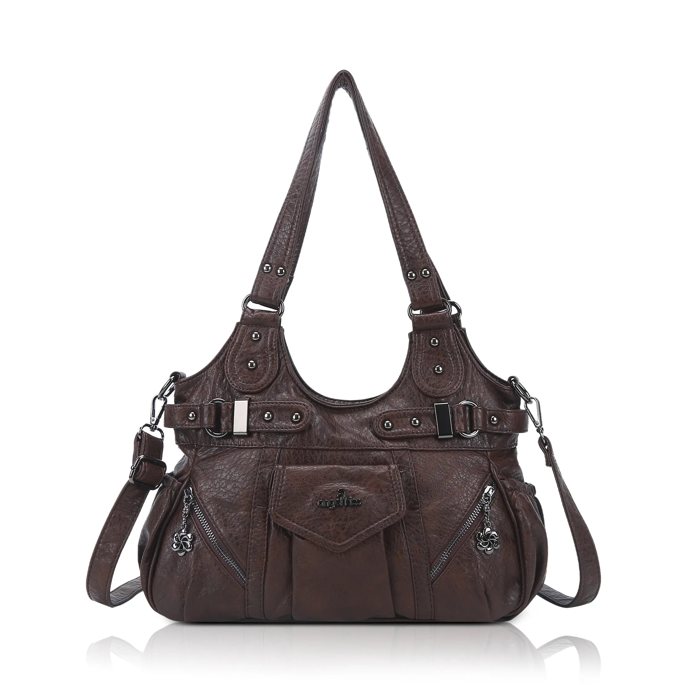 Multi-Pocket Vegan Leather Tote Crossbody Bag | 5 Colors