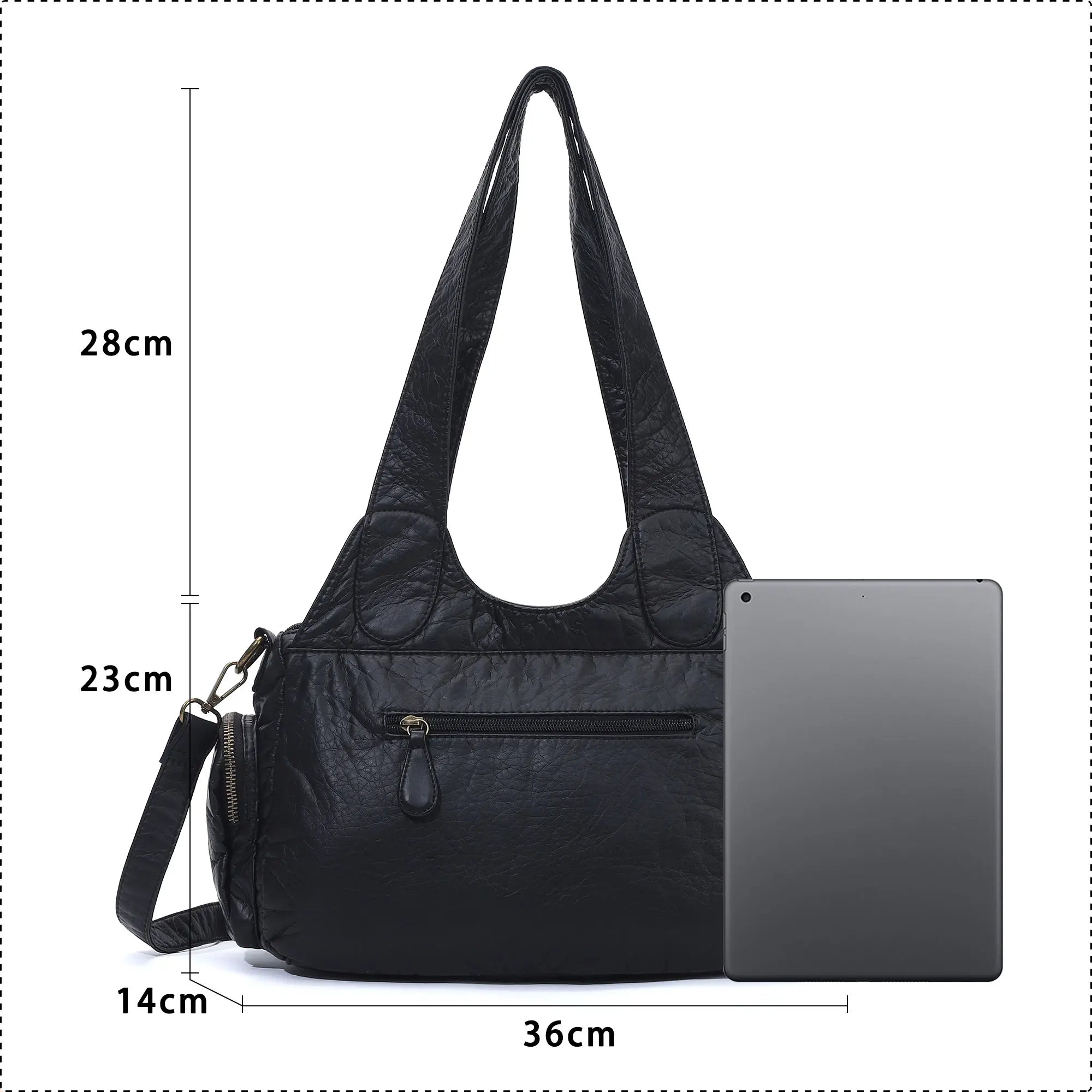 Vintage Bronze PU Leather Handbag – Multi-Pocket Shoulder Tote &amp; Crossbody Bag