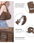 Multi-Pocket Soft PU Shoulder Bag with Crossbody Strap