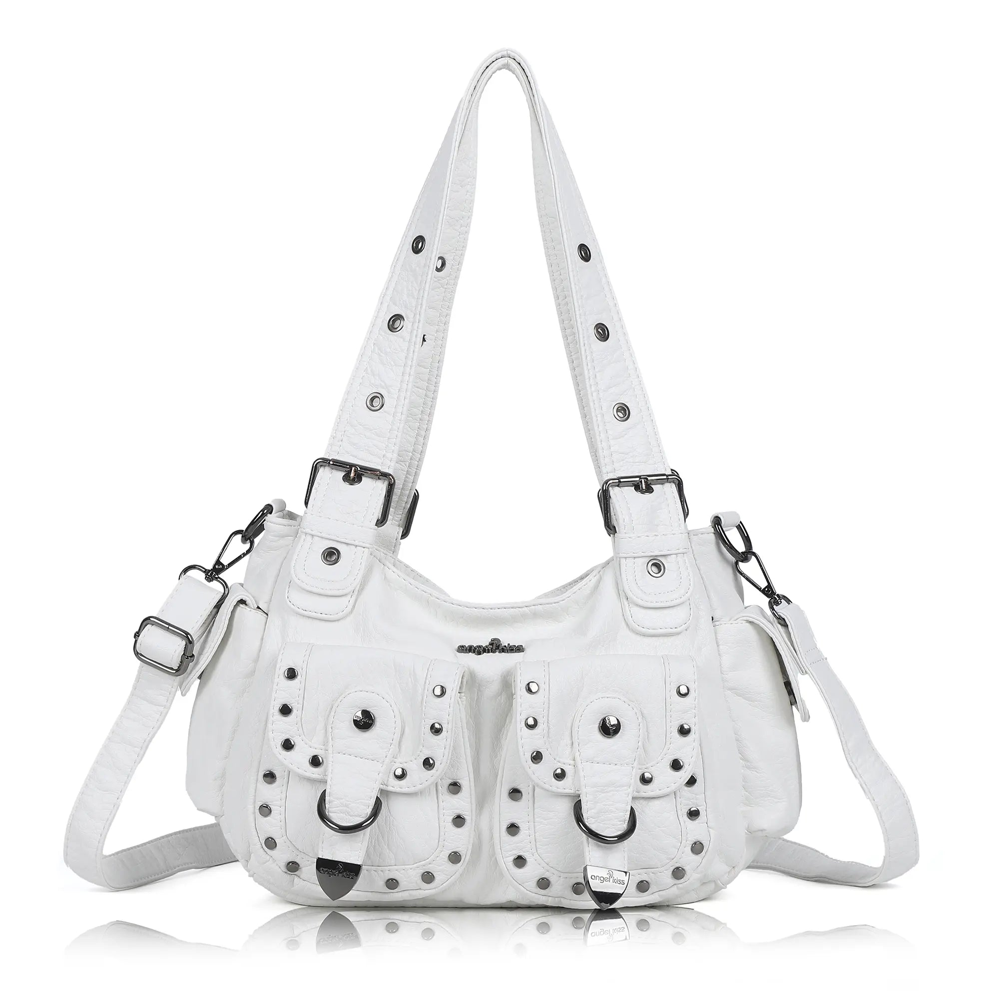 Vintage Y2K Studded Multi-Pocket Semi-Soft Tote Shoulder Bag Vintage Y2K Studded Multi-Pocket Semi-Soft Tote Shoulder Bag