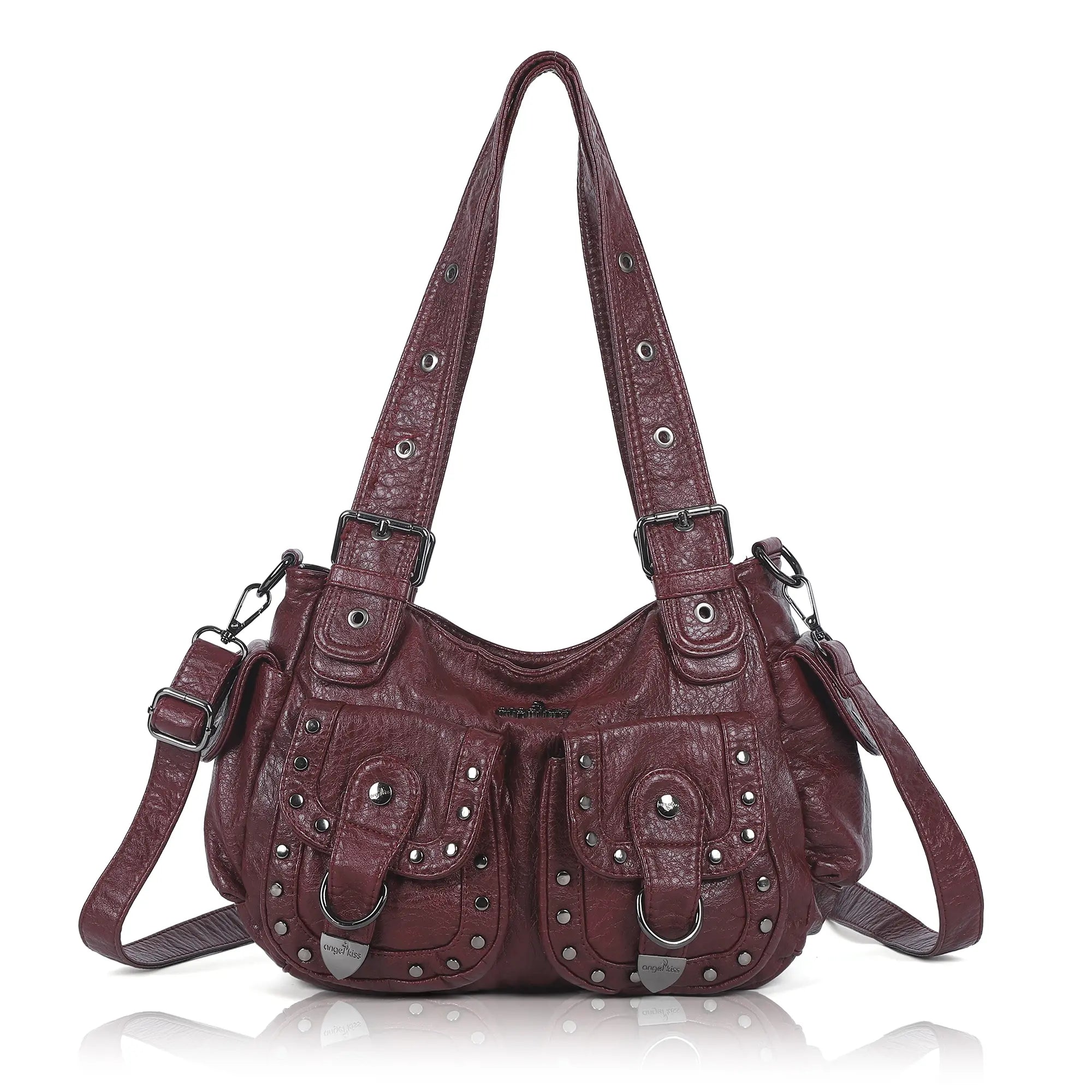 Vintage Y2K Studded Multi-Pocket Semi-Soft Tote Shoulder Bag