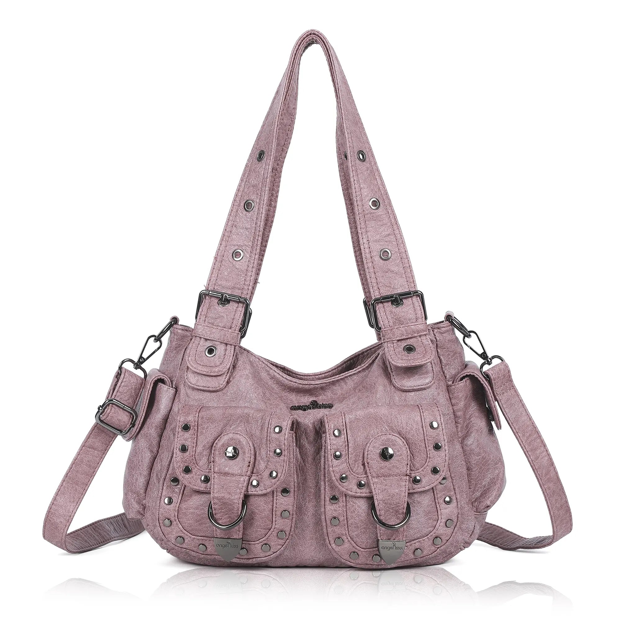 Vintage Y2K Studded Multi-Pocket Semi-Soft Tote Shoulder Bag