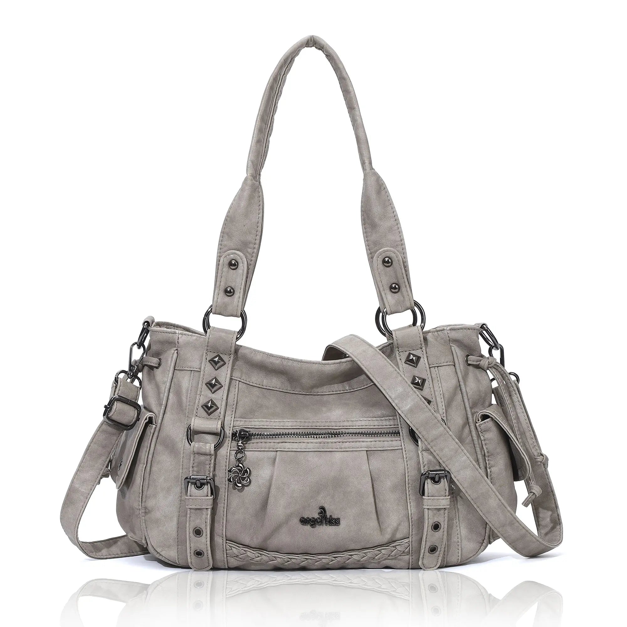 Vintage Studded Vegan Leather Everyday Bag | Custom Hardware