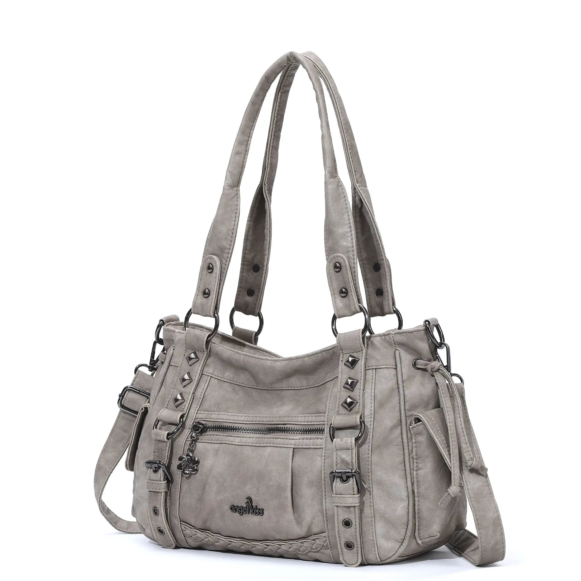 Vintage Studded Vegan Leather Everyday Bag | Custom Hardware