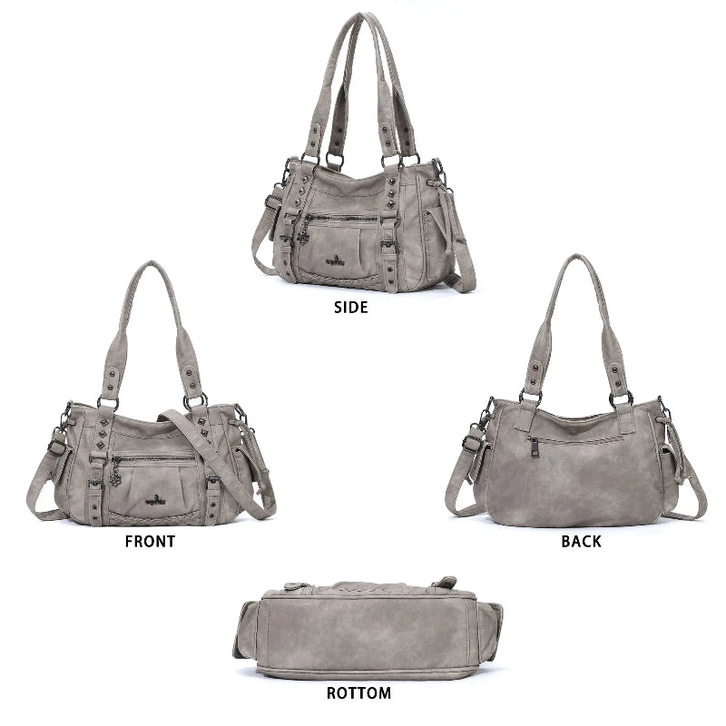 Vintage Studded Vegan Leather Everyday Bag | Custom Hardware