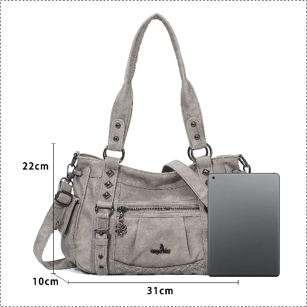 Vintage Studded Vegan Leather Everyday Bag | Custom Hardware