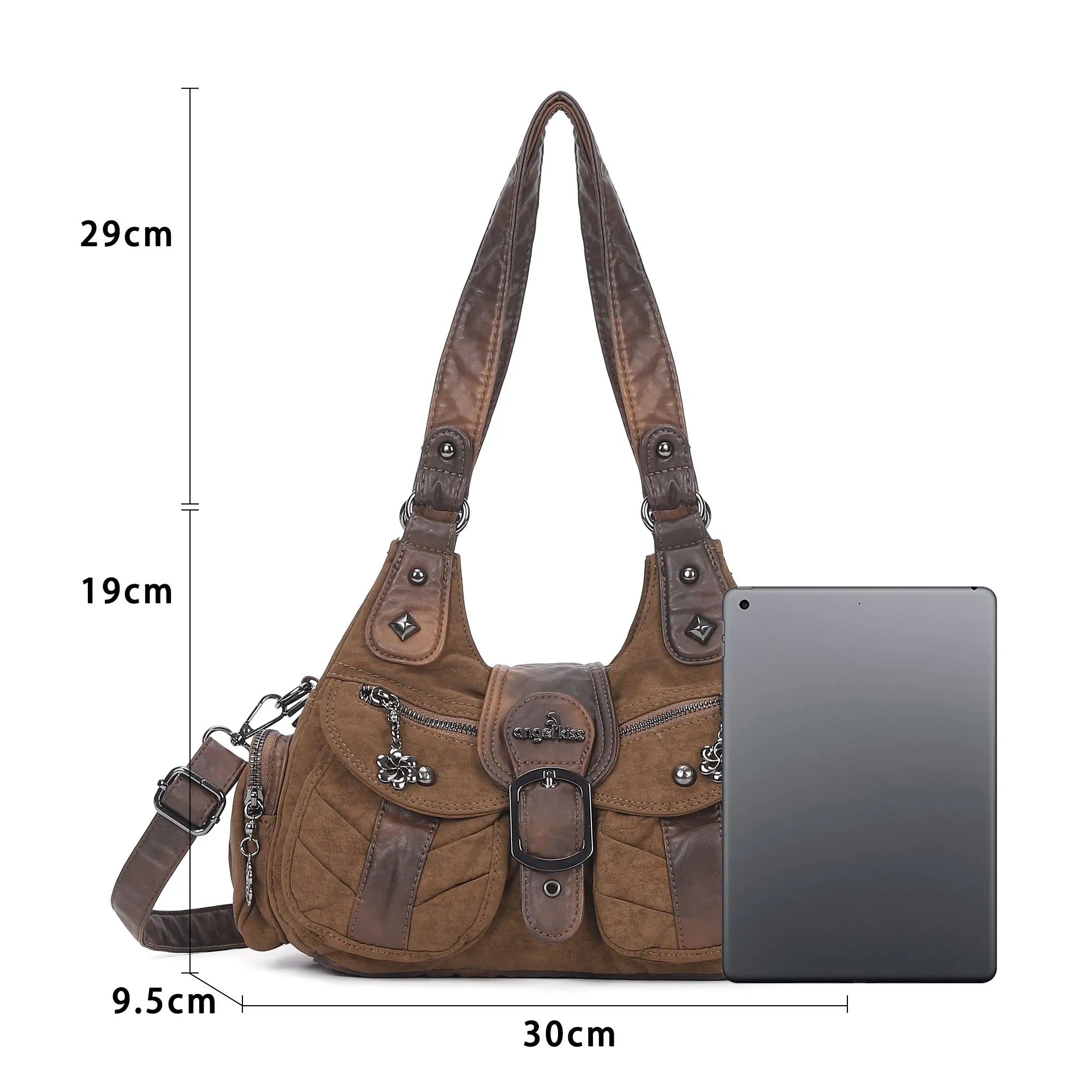 Vintage Utility Multi-Pocket Slouchy Hobo Shoulder Bag