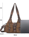 Vintage Utility Multi-Pocket Slouchy Hobo Shoulder Bag