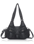 Vintage Utility Multi-Pocket Slouchy Hobo Shoulder Bag