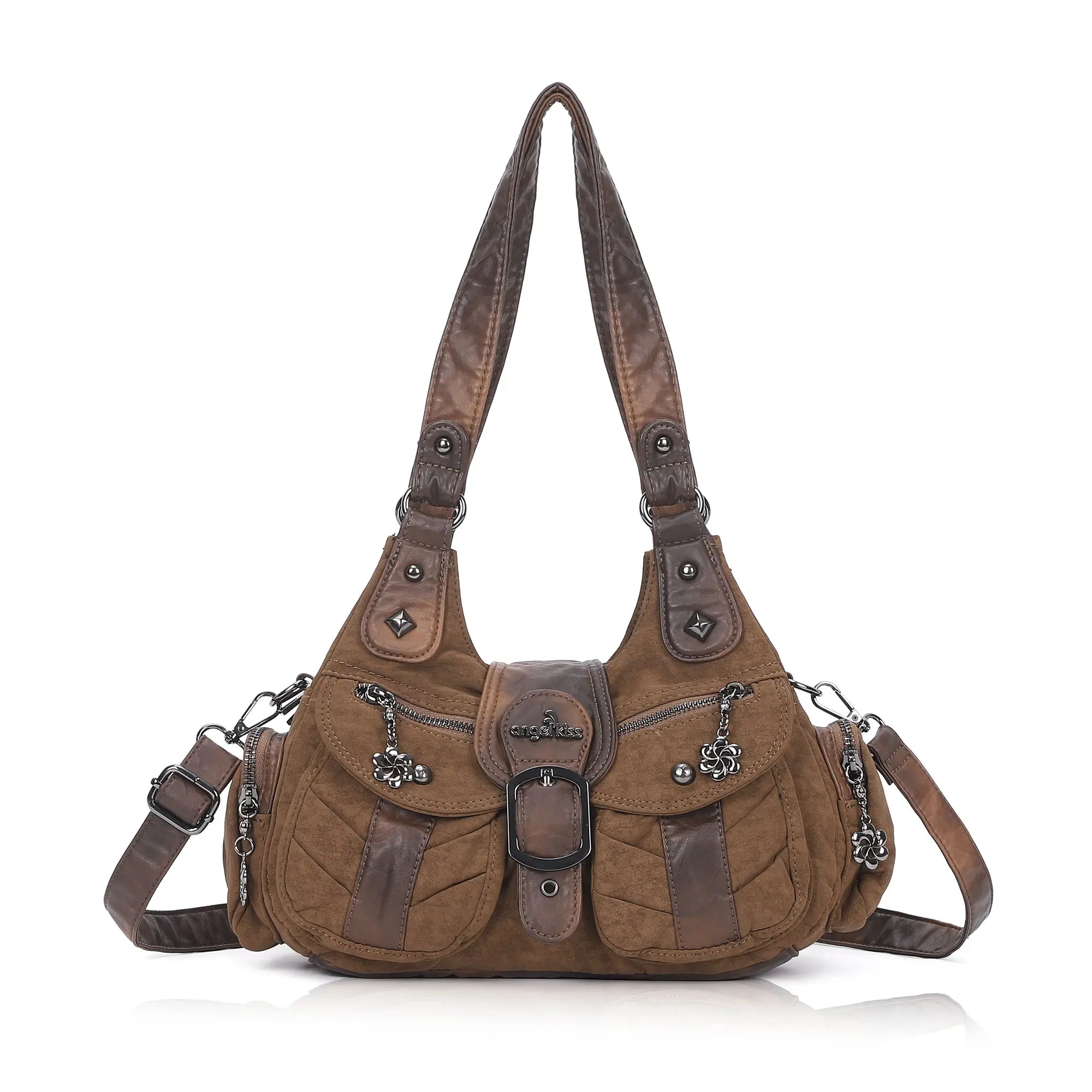 Vintage Utility Multi-Pocket Slouchy Hobo Shoulder Bag