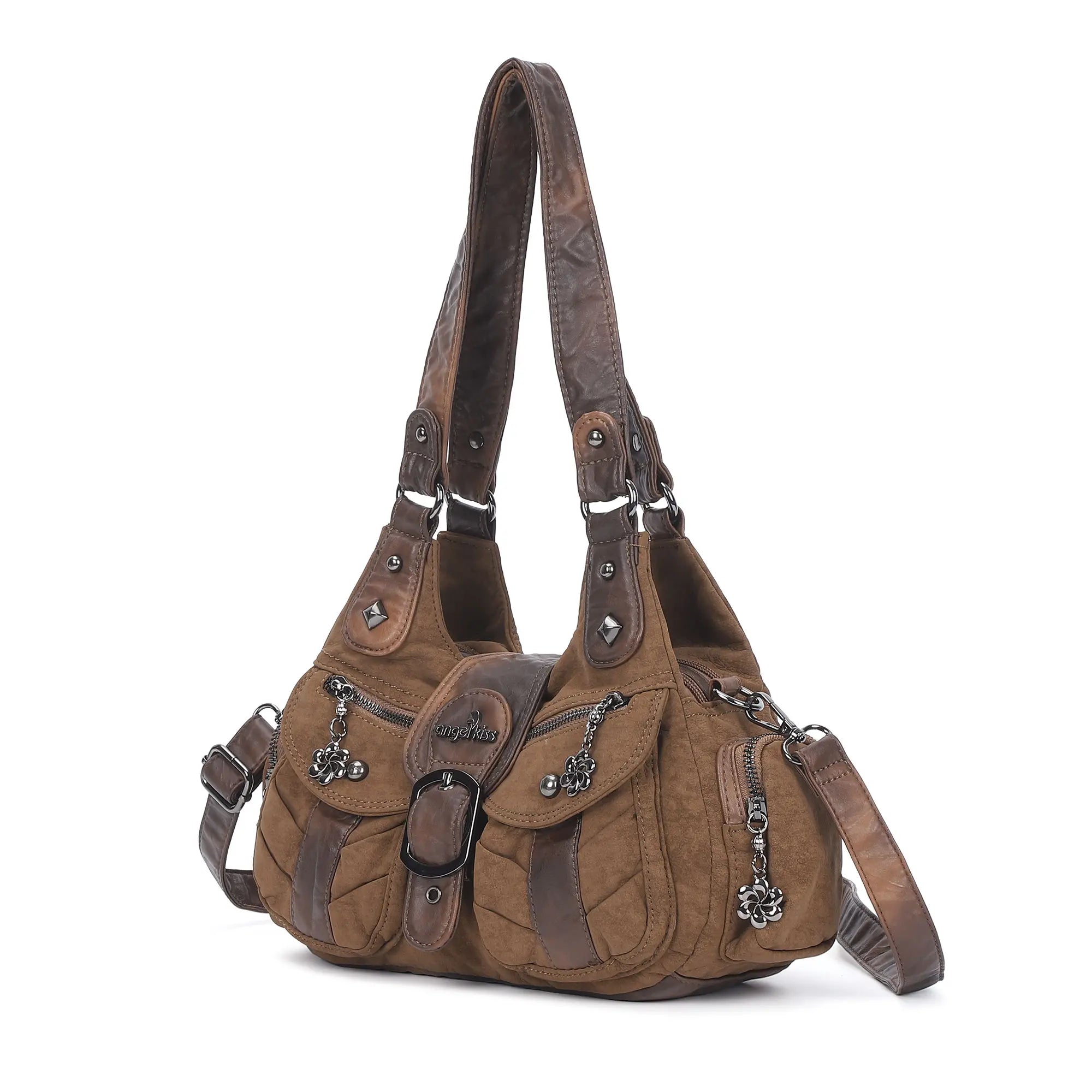 Vintage Utility Multi-Pocket Slouchy Hobo Shoulder Bag