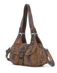 Vintage Utility Multi-Pocket Slouchy Hobo Shoulder Bag