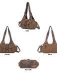 Vintage Utility Multi-Pocket Slouchy Hobo Shoulder Bag
