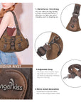 Vintage Utility Multi-Pocket Slouchy Hobo Shoulder Bag