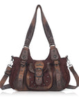 Washed Vintage Multi-Pocket Buckle Shoulder Bag