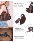 Washed Vintage Multi-Pocket Buckle Shoulder Bag