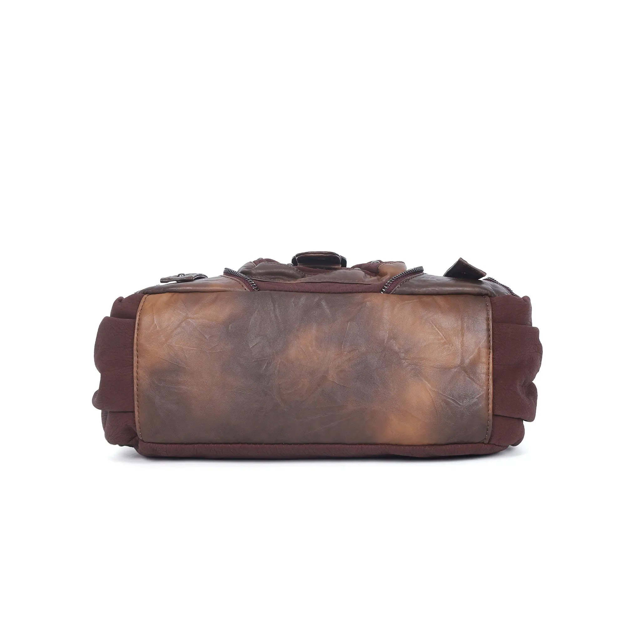 Washed Vintage Multi-Pocket Buckle Shoulder Bag