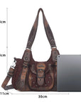 Washed Vintage Multi-Pocket Buckle Shoulder Bag