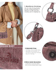 Vintage Utility Multi-Pocket Denim Baguette Shoulder Bag