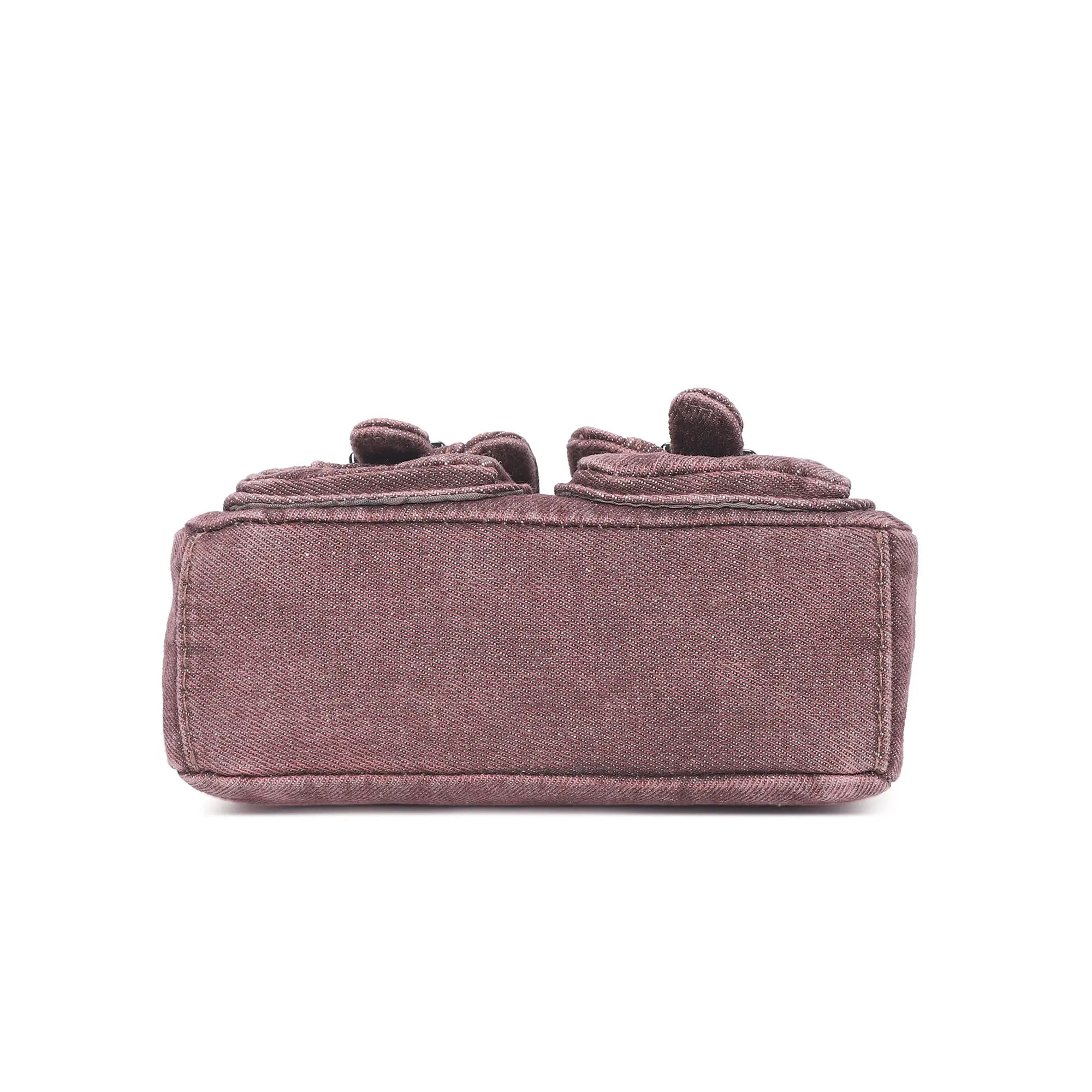 Vintage Utility Multi-Pocket Denim Baguette Shoulder Bag