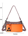 Vintage Utility Multi-Pocket Denim Baguette Shoulder Bag