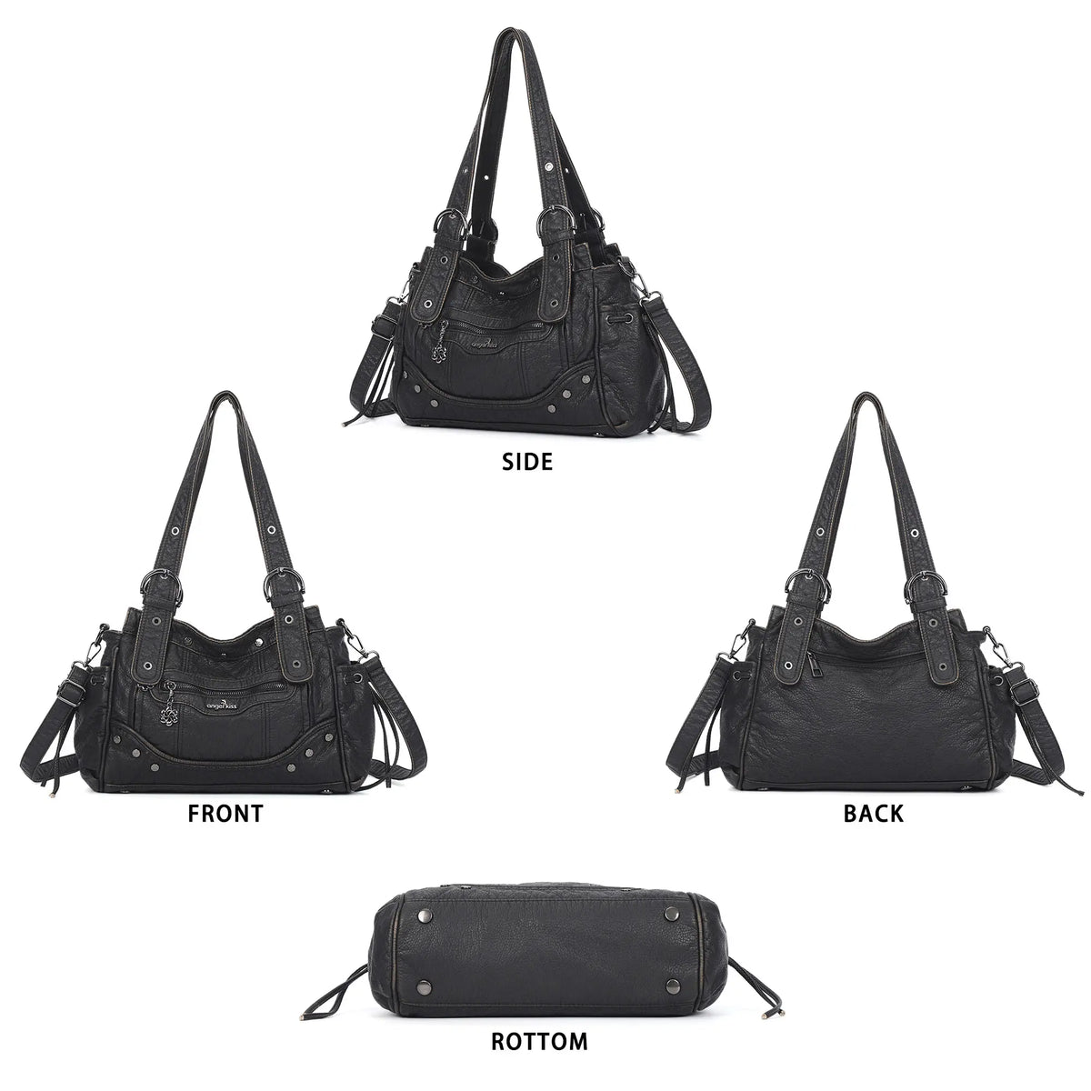 Vintage Biker Multi-Pocket Satchel Shoulder Bag