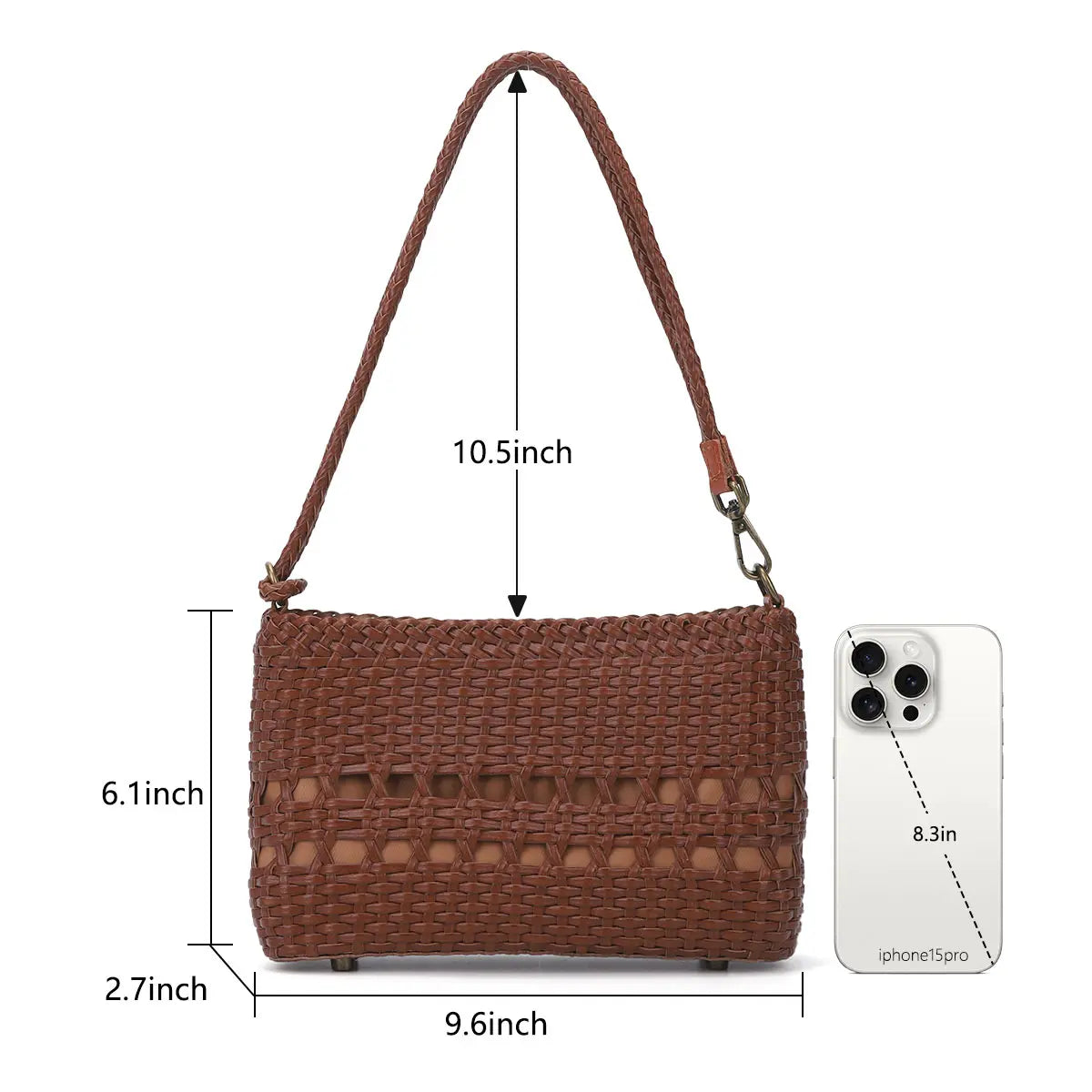 Vintage Versatile Woven Brown Shoulder &amp; Handbag