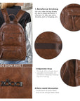 Outdoor Travel Backpack – Vintage Vegan Leather Hiking Daypack with Multi-Pocket Design | Angelkiss