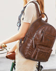 Outdoor Travel Backpack – Vintage Vegan Leather Hiking Daypack with Multi-Pocket Design | Angelkiss