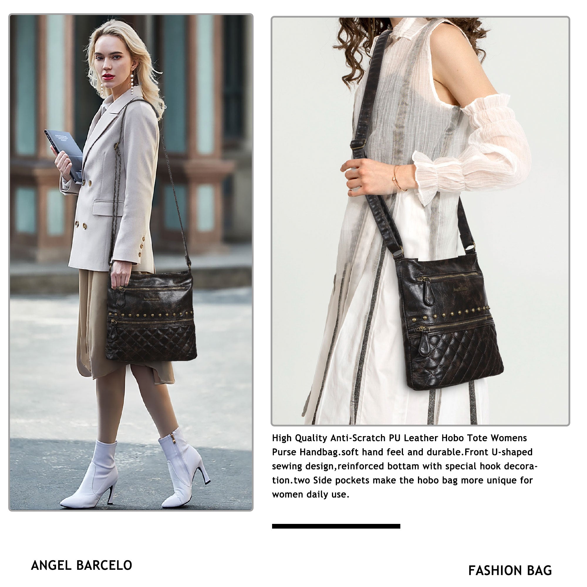 Small Crossbody Purse – Wash Leather Handbag for Women - Angel