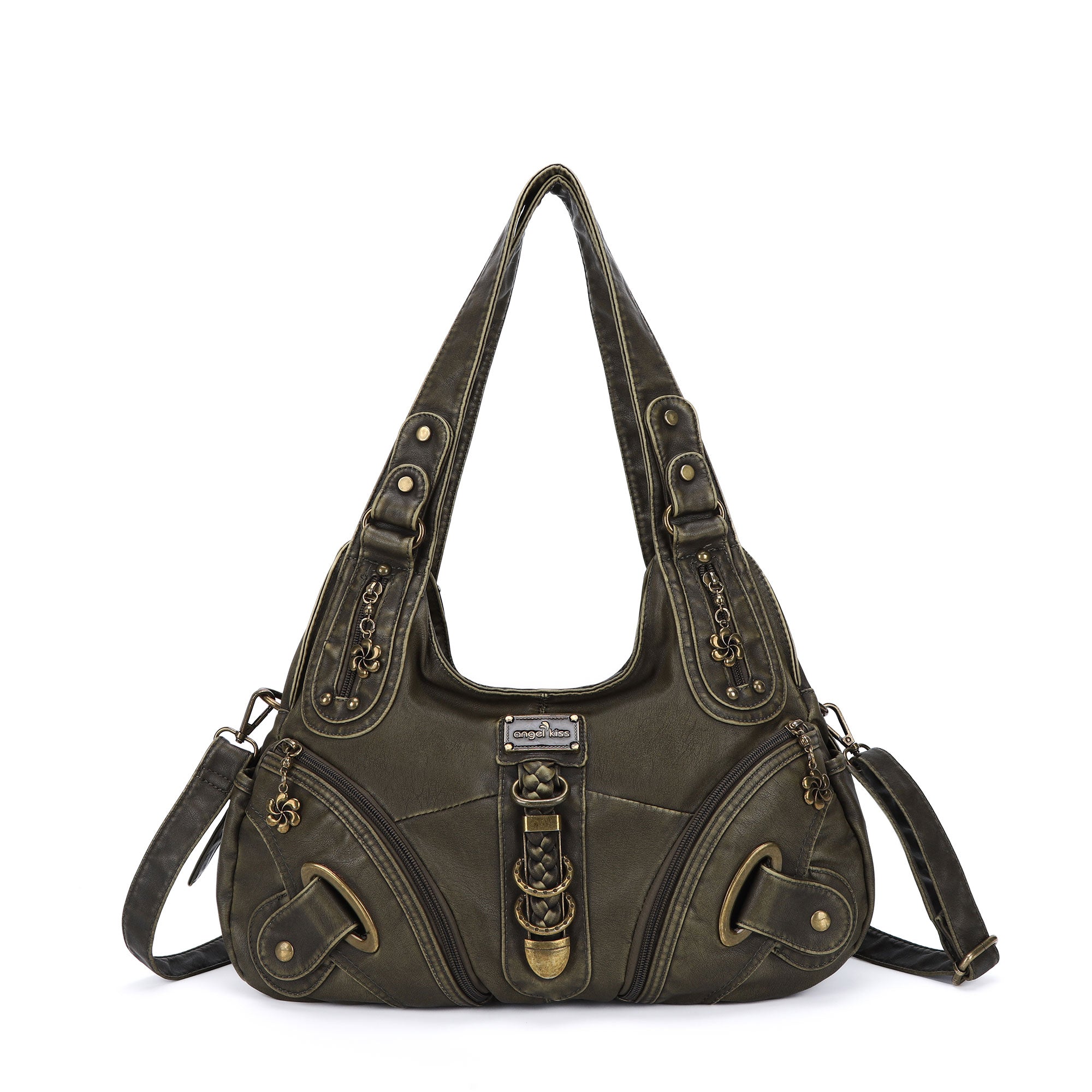 No Boundaries Women's Buckle-Detailed Saddle Mini Bag Berry