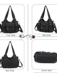 Vintage do old wash PU leather women's shoulder bag tote bag