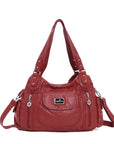 Women  handbag with High Quality Washed PU and Multi-pack