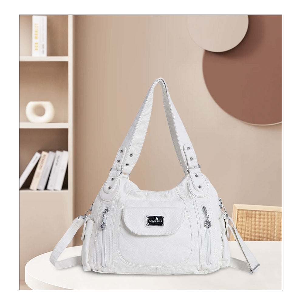 Women  handbag with High Quality Washed PU and Multi-pack