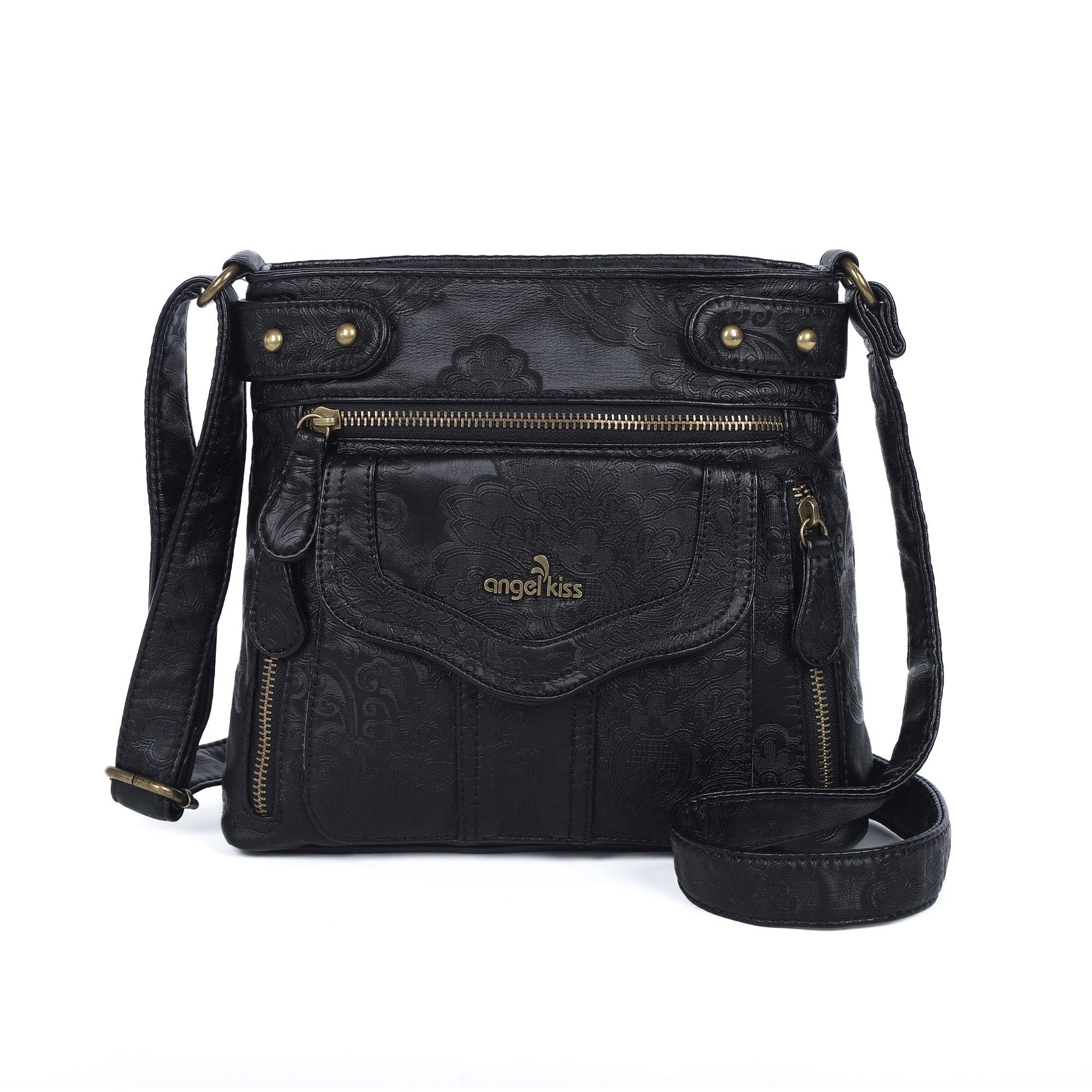 Women&#39;s black vintage crossbody bag-Angelkiss Bag