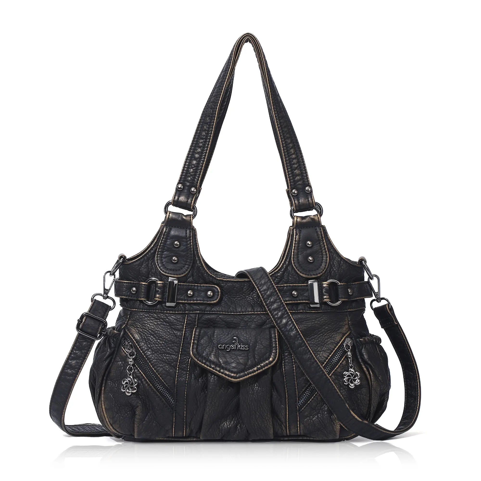 Multi-Pocket Vegan Leather Tote Crossbody Bag | 5 Colors Available