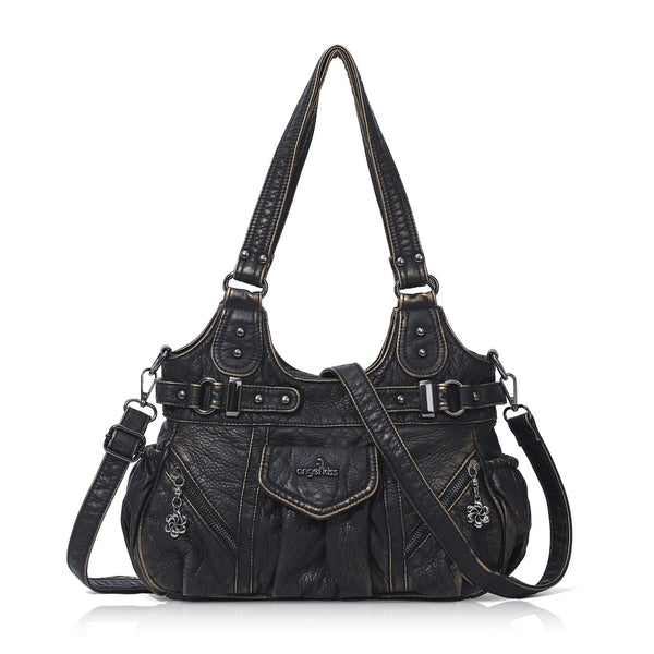 Multi-Pocket Vegan Leather Tote Crossbody Bag | 5 Colors Available