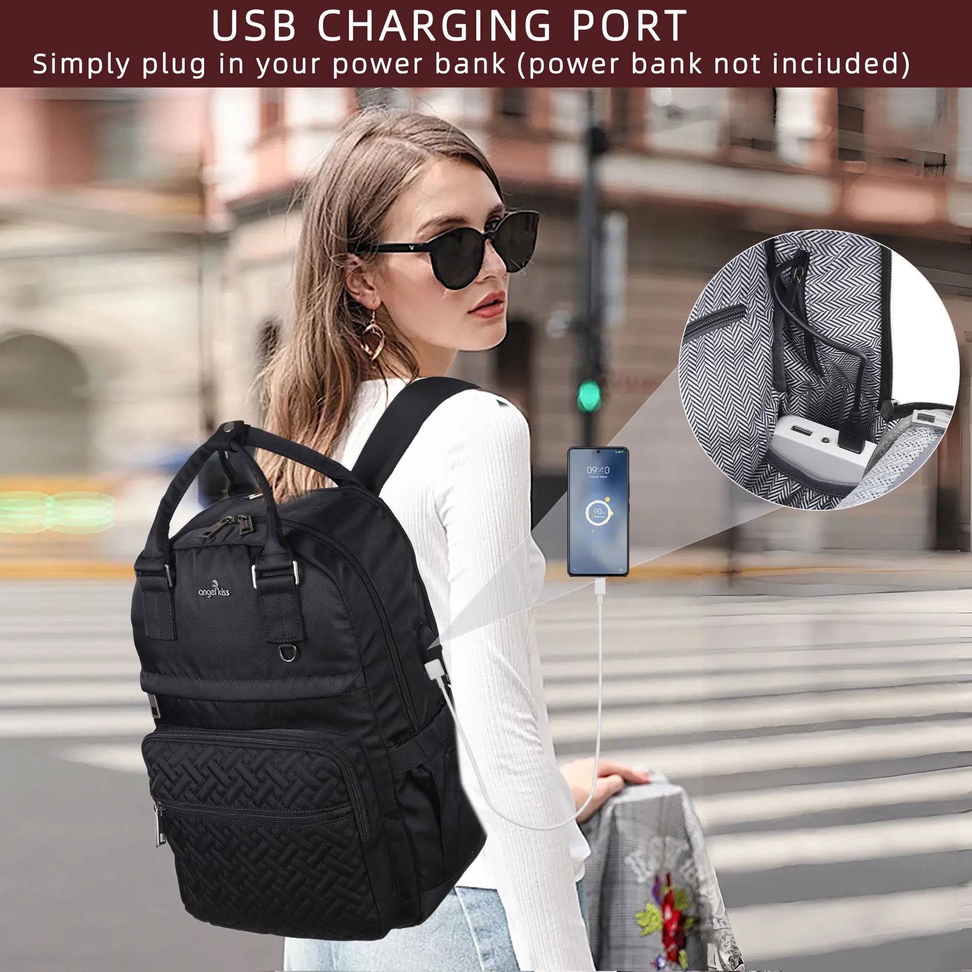 large capacity splicing daily convenient computer backpack for men and women