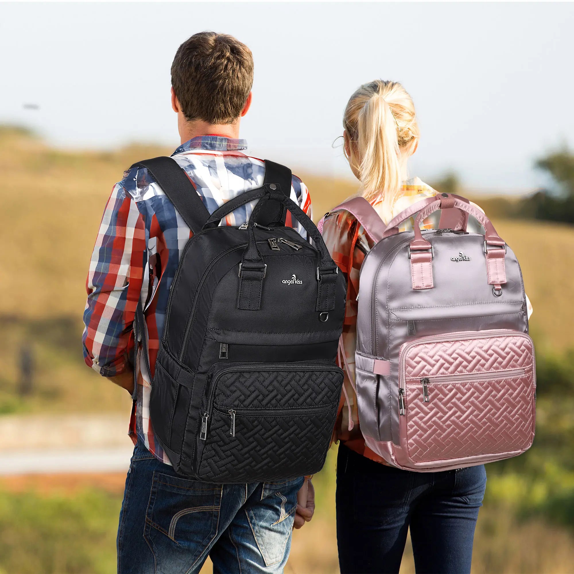 large capacity splicing daily convenient computer backpack for men and women