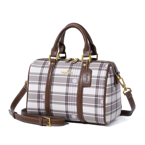 Women's washed pu leather, plaid handbag/crossbody bag