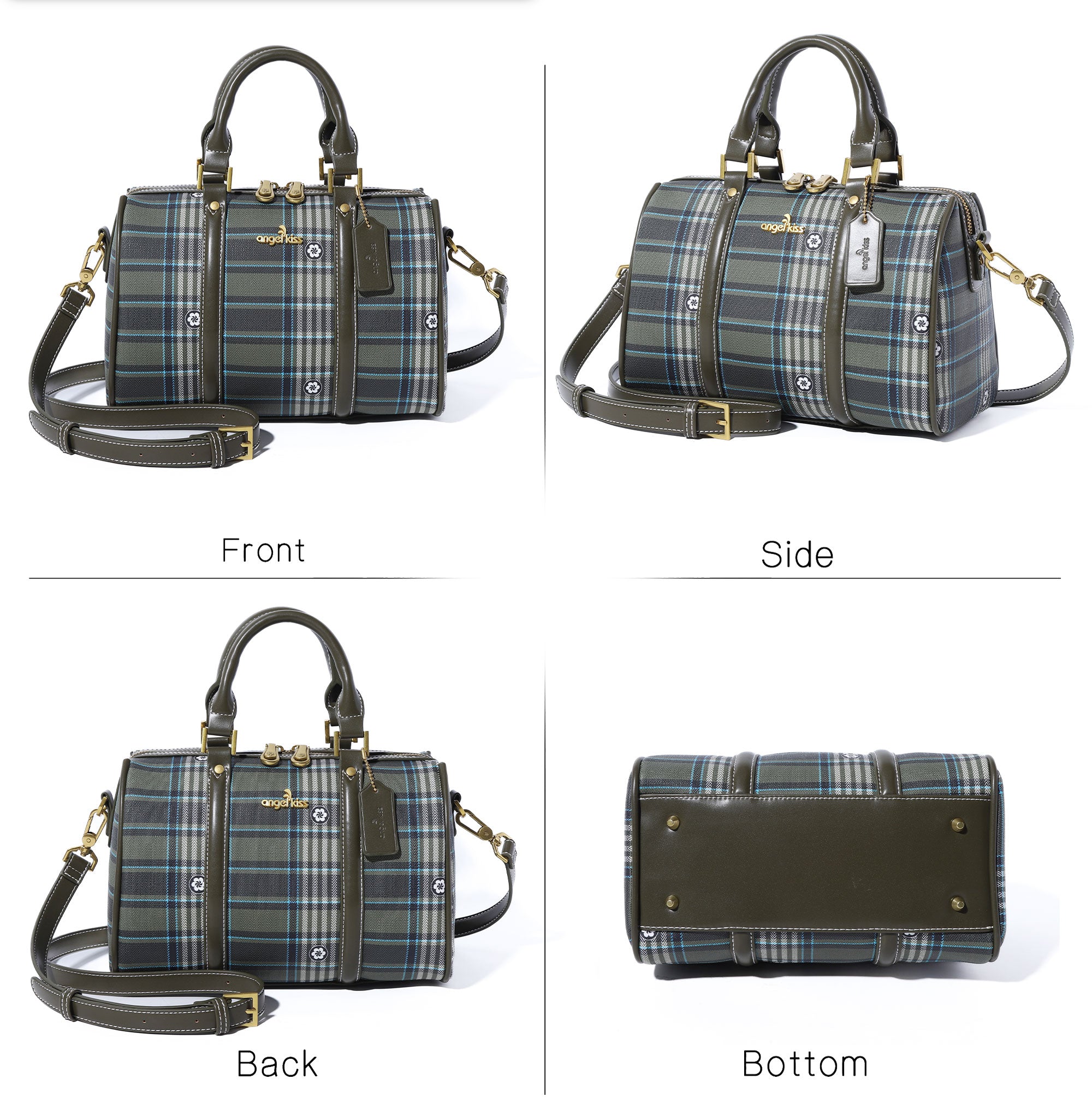 Women&#39;s washed pu leather, plaid handbag/crossbody bag