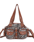 Washed Leather  Leopard print waterproof Handbag Unique Style For Women shoulder bag