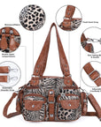 Washed Leather  Leopard print waterproof Handbag Unique Style For Women shoulder bag