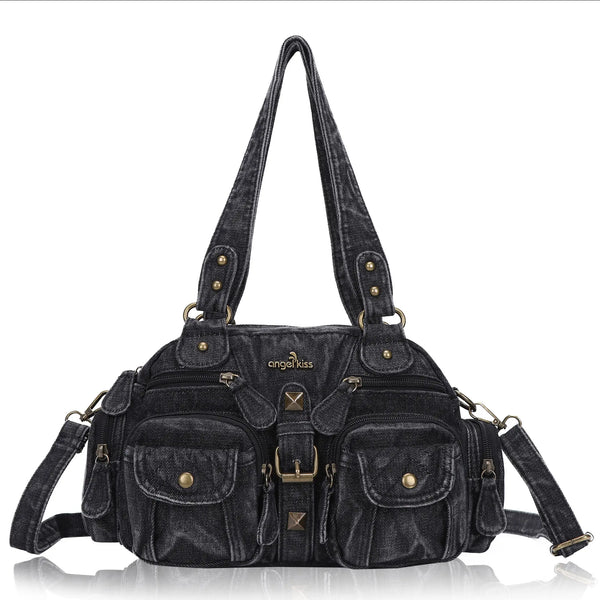 Washed Leather  denim design Handbag Unique Style For Women Crossbody Bag