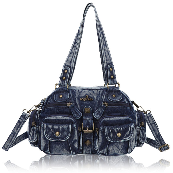 Washed Leather  denim design Handbag Unique Style For Women Crossbody Bag